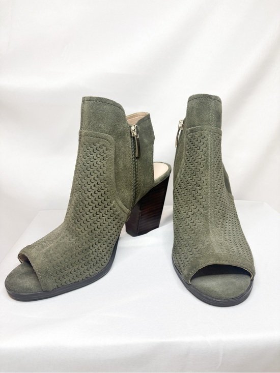 Essex Lane Shoes - Essex Lane Olive Suede Peep-Toe Block Heel Booties